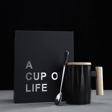Load image into Gallery viewer, ceramic coffee mug with lid and spoon tazas de ceramica creativas tumblers coffe mugs tea milk cup office home leisure cafe cup
